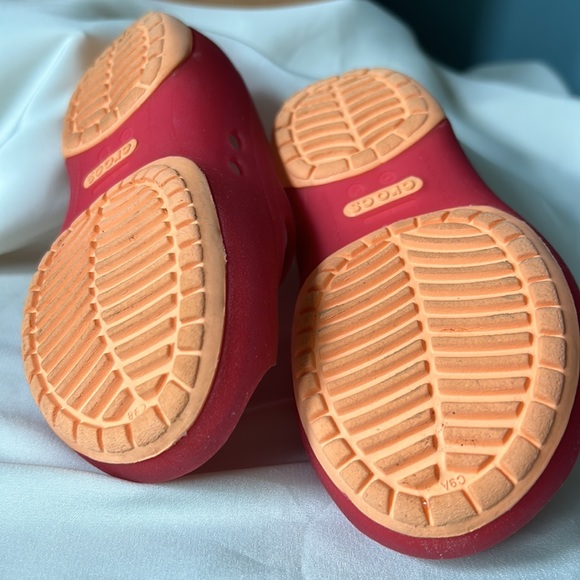 Crocs Melon Orange Mary Janes Open Toe Slip-On Shoe Toddler Girls Size 9 C - Picture 4 of 12